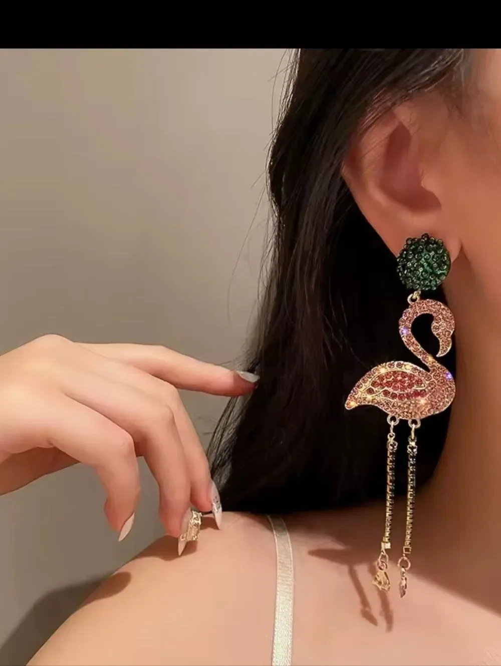 Exquisite Pink Flamingo Dangle Earrings